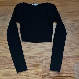 Zara black long sleeve crop top